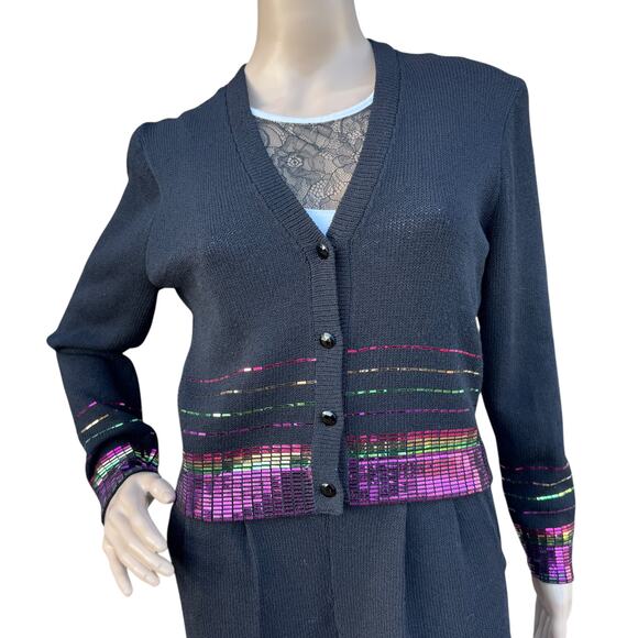 Vintage St. John Santana Knit 2pc Paillette Jacket & Pant Set Size 4 - Picture 11 of 15